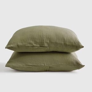 NWT Organic Airy Gauze Sham Set King Olive 2830
